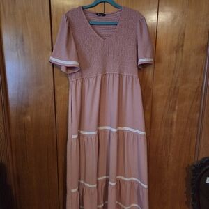 Pretty Garden Pink Prairie Maxi Dress With Pockets